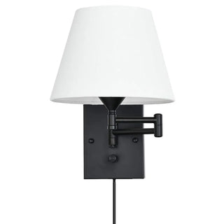 Bedroom Fabric Shade Black Swing Arm Wall Sconce Zawala Image - 4