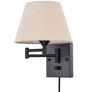 Bedroom Fabric Shade Black Swing Arm Wall Sconce Zawala Image - 5