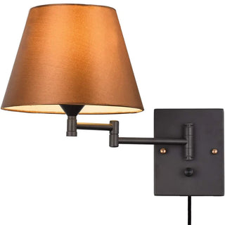 Bedroom Fabric Shade Black Swing Arm Wall Sconce Zawala Image - 6