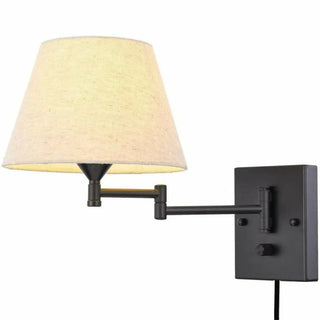 Bedroom Fabric Shade Black Swing Arm Wall Sconce Zawala Image - 7