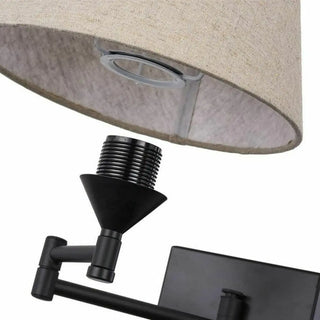 Bedroom Fabric Shade Black Swing Arm Wall Sconce Zawala Image - 8