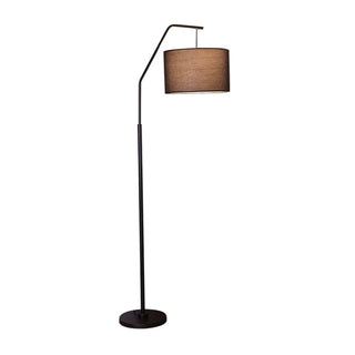 Classic White Fabric Drum Black Metal Floor Lamp Zawala Image - 16