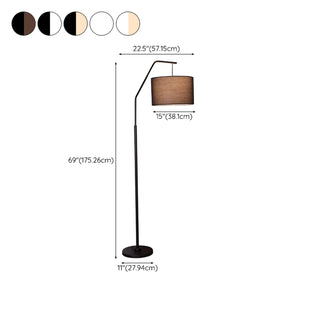 Classic White Fabric Drum Black Metal Floor Lamp Zawala #size