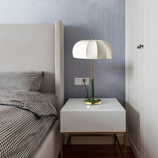 Elegant Simple White Drum Dome Fabric Shade Table Lamp Zawala Image - 3