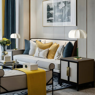 Elegant Simple White Drum Dome Fabric Shade Table Lamp Zawala Image - 4