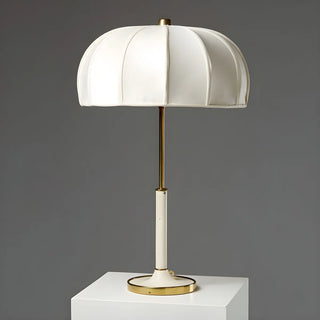 Elegant Simple White Drum Dome Fabric Shade Table Lamp Zawala Image - 5