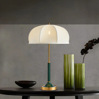 Elegant Simple White Drum Dome Fabric Shade Table Lamp Zawala Image - 7