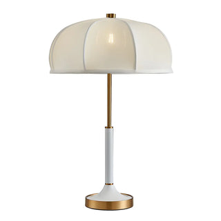 Elegant Simple White Drum Dome Fabric Shade Table Lamp Zawala Image - 9