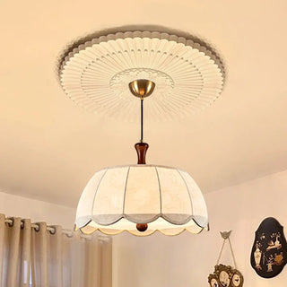 ZOWALA - Modern White Fabric Flower Drum Chandelier Image - 1