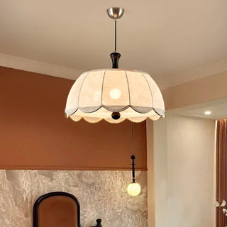 ZOWALA - Modern White Fabric Flower Drum Chandelier Image - 2