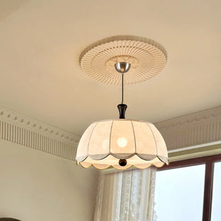 ZOWALA - Modern White Fabric Flower Drum Chandelier Image - 3