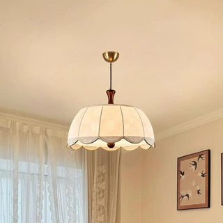 ZOWALA - Modern White Fabric Flower Drum Chandelier Image - 5