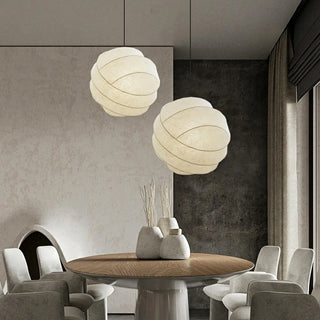 ZOWALA - Minimalist Globe Fabric Bedroom White Pendant Light Image - 1