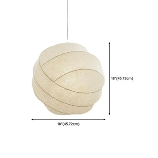 ZOWALA - Minimalist Globe Fabric Bedroom White Pendant Light Image - 12