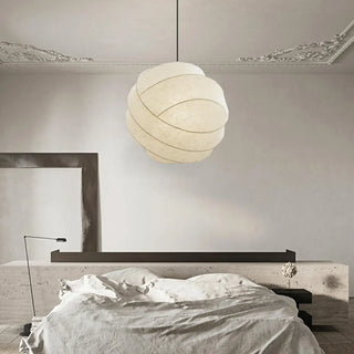 ZOWALA - Minimalist Globe Fabric Bedroom White Pendant Light Image - 2