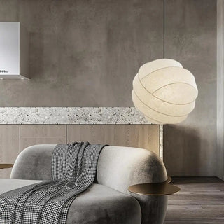 ZOWALA - Minimalist Globe Fabric Bedroom White Pendant Light Image - 3