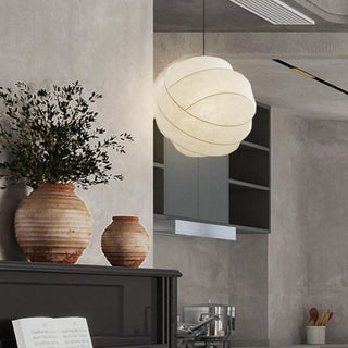 ZOWALA - Minimalist Globe Fabric Bedroom White Pendant Light Image - 4