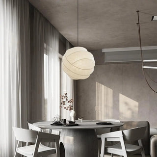 ZOWALA - Minimalist Globe Fabric Bedroom White Pendant Light Image - 5