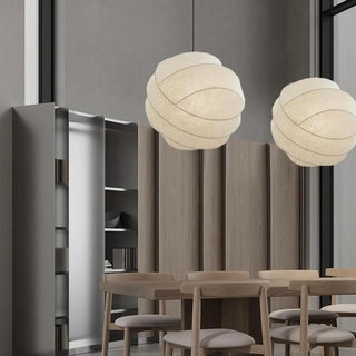 ZOWALA - Minimalist Globe Fabric Bedroom White Pendant Light Image - 6