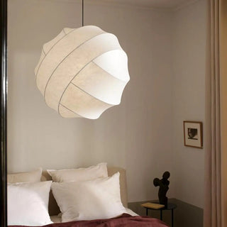 ZOWALA - Minimalist Globe Fabric Bedroom White Pendant Light Image - 7
