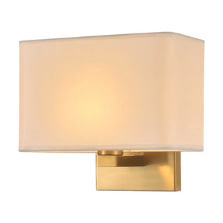Bedroom Fabric White Shade Rectangular Wall Sconce Zawala Image - 10