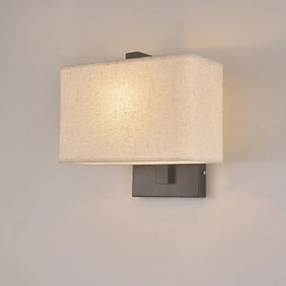 Bedroom Fabric White Shade Rectangular Wall Sconce Zawala Image - 11