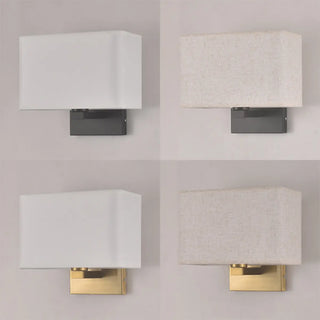Bedroom Fabric White Shade Rectangular Wall Sconce Zawala Image - 12