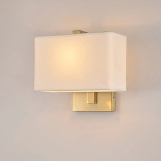 Bedroom Fabric White Shade Rectangular Wall Sconce Zawala Image - 13