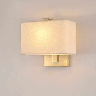 Bedroom Fabric White Shade Rectangular Wall Sconce Zawala Image - 15