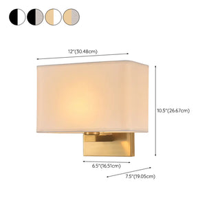 Bedroom Fabric White Shade Rectangular Wall Sconce Zawala #size
