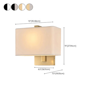 Bedroom Fabric White Shade Rectangular Wall Sconce Zawala Image - 21