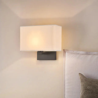 Bedroom Fabric White Shade Rectangular Wall Sconce Zawala Image - 3