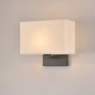 Bedroom Fabric White Shade Rectangular Wall Sconce Zawala Image - 4