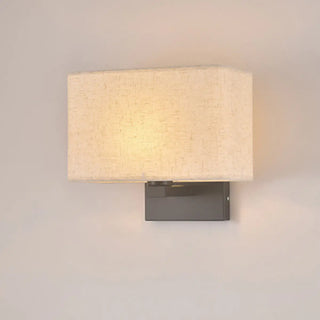 Bedroom Fabric White Shade Rectangular Wall Sconce Zawala Image - 5