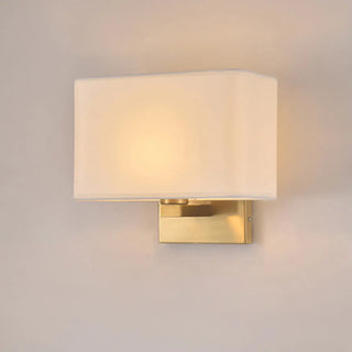 Bedroom Fabric White Shade Rectangular Wall Sconce Zawala Image - 6