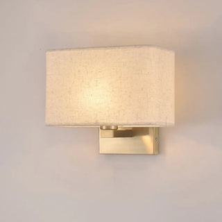 Bedroom Fabric White Shade Rectangular Wall Sconce Zawala Image - 7