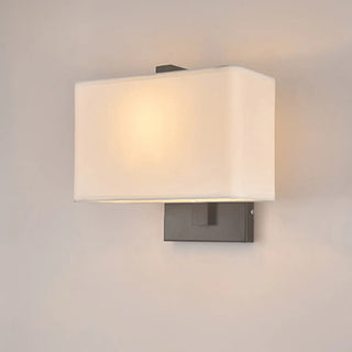 Bedroom Fabric White Shade Rectangular Wall Sconce Zawala Image - 9