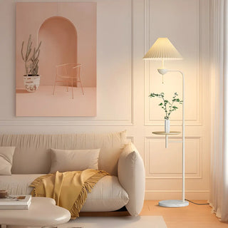 Adjustable Trendy White Cone Side Table Floor Lamp Zawala Image - 1
