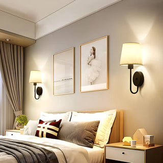 Fabric Shade Antler-Inspired Bedroom Wall Sconce Zawala Image - 1