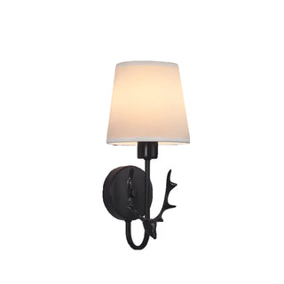 Fabric Shade Antler-Inspired Bedroom Wall Sconce Zawala Image - 17
