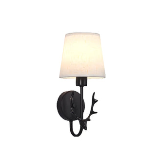 Fabric Shade Antler-Inspired Bedroom Wall Sconce Zawala Image - 19