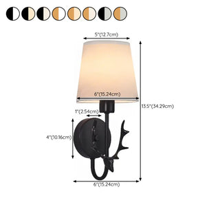 Fabric Shade Antler-Inspired Bedroom Wall Sconce Zawala #size