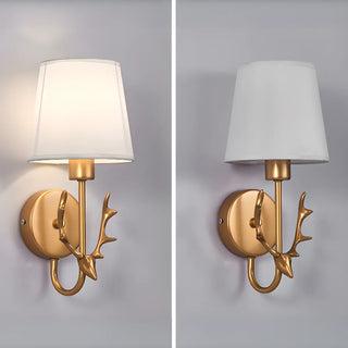 Fabric Shade Antler-Inspired Bedroom Wall Sconce Zawala Image - 4