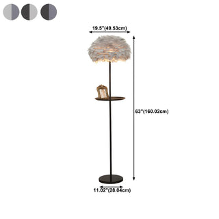 ZOWALA - Modern White Feather Metal Floor Lamp #size