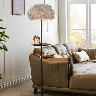 ZOWALA - Modern White Feather Metal Floor Lamp Image - 3