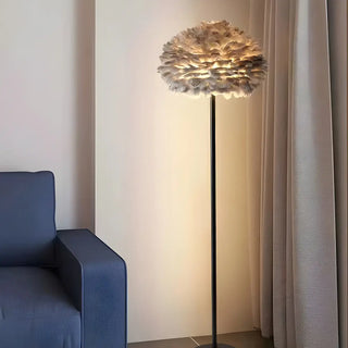 ZOWALA - Modern White Feather Metal Floor Lamp Image - 4
