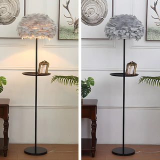 ZOWALA - Modern White Feather Metal Floor Lamp Image - 5