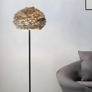 ZOWALA - Modern White Feather Metal Floor Lamp Image - 9