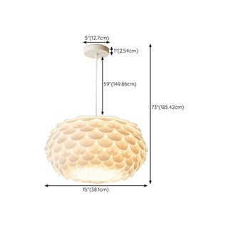 ZOWALA - Modern Metal White Flakes Drum Bedroom Pendant Light Image - 11