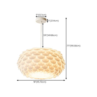 ZOWALA - Modern Metal White Flakes Drum Bedroom Pendant Light Image - 12